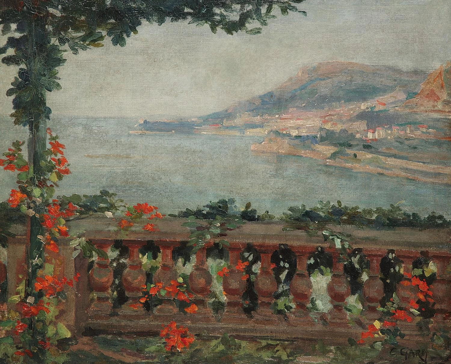 Balcone con fiori sul mare